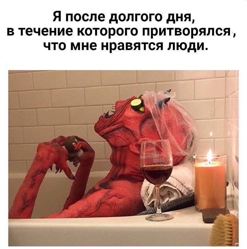 Я после долгого дня в течение которого притворялся что мне нравятся люди