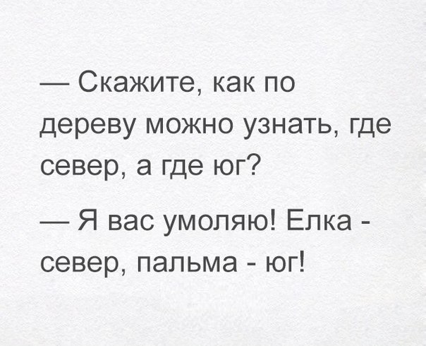 Скажите как по дереву можно узнать где север а где юг Я вас умоляю Елка север пальма юг