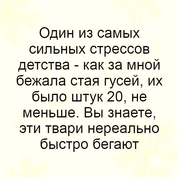 Один из самых сильных стрессов детства как за мной бежала стая гусей их было штук 20 не меньше Вы знаете эти твари нереально быстро бегают