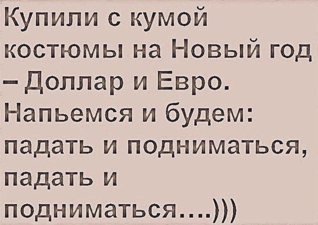 Купили с кумой костюмы на Новый год Доллар и Евро Напьемся и будем падать и подниматься падать и подниматься