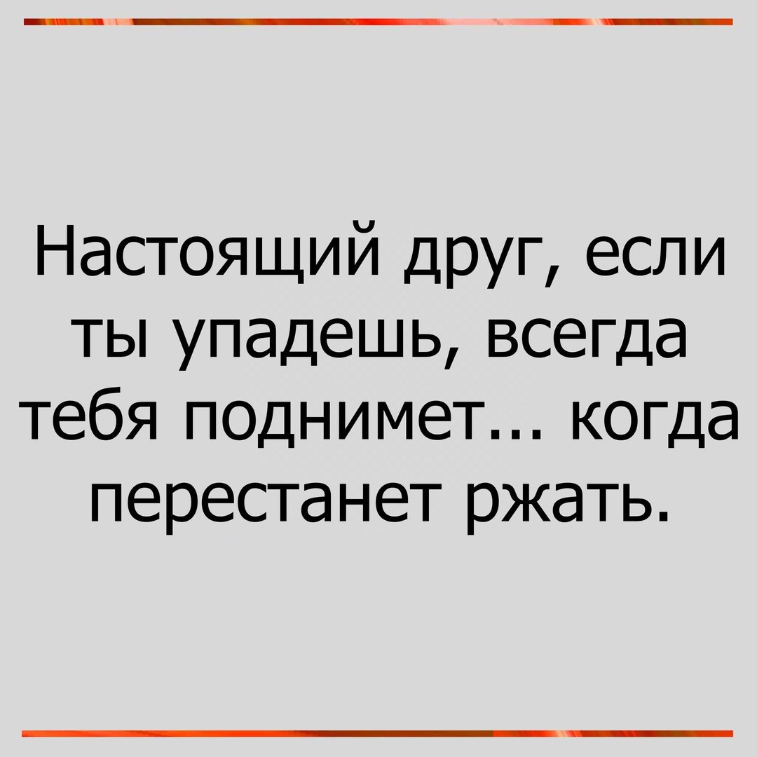 Настоящий друг если ты упадешь всегда тебя поднимет когда перестанет ржать