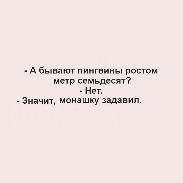 А бывают пингвины ростом метр семьдесят Нет Значит монашку задавил