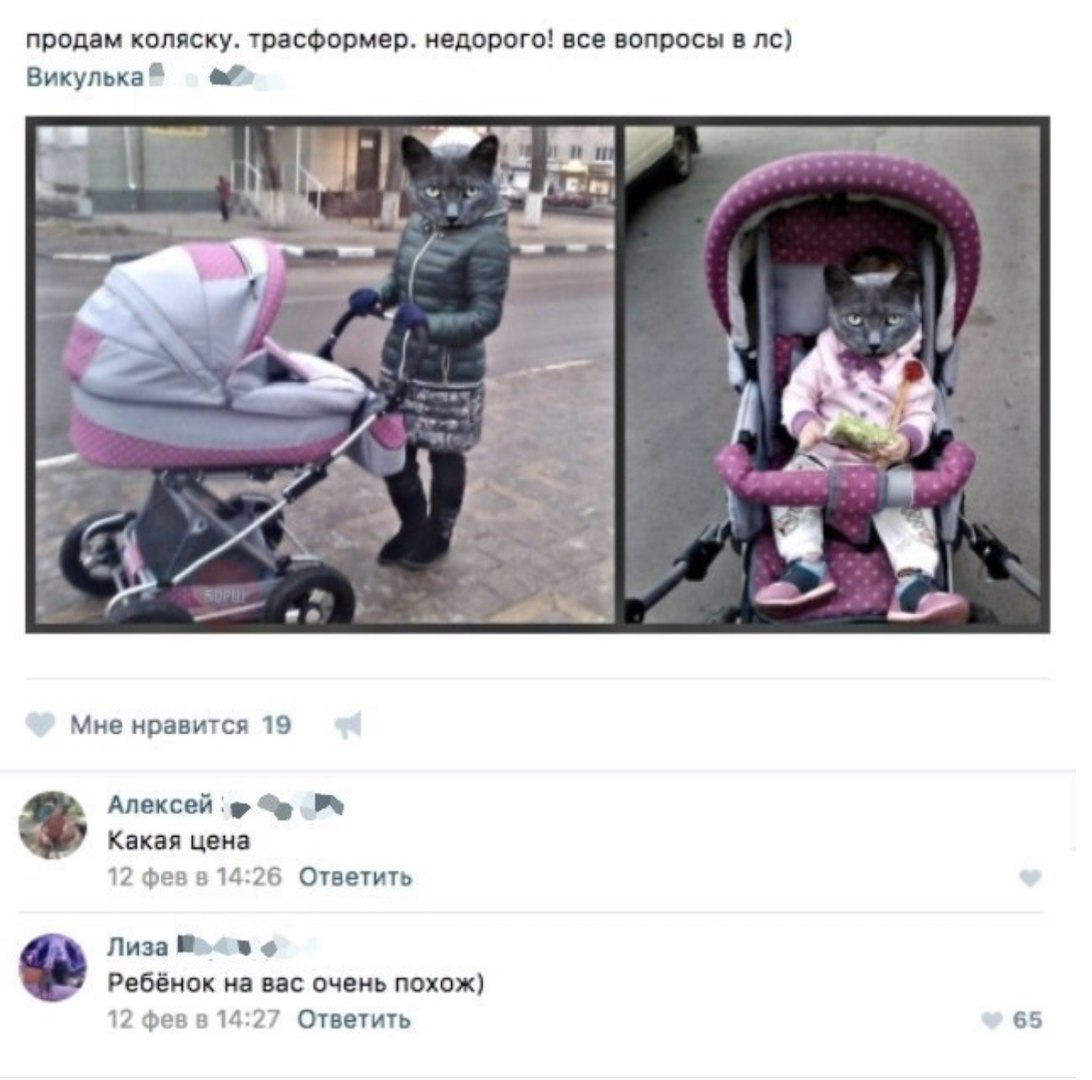 продам коляску трасформер недорого все вопросы в пс Викупька Мне нравится 19 Алексей Какая цена 17 Фев 51426 Ответито Лиза в Ребёнок на вас очень похож 12 Фен 511127 Ответить 65