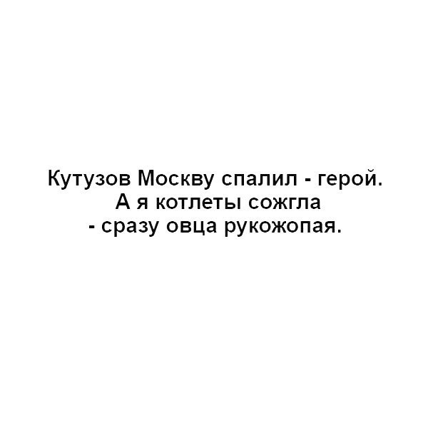 Кутузов Москву спалил герой А я котлеты сожгла сразу овца рукожопая