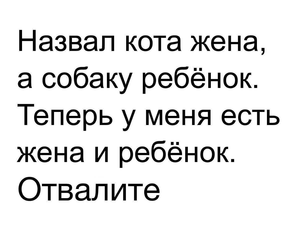 Назвал кота жена а собаку ребёнок Теперь у меня есть жена и ребёнок Отвал ите