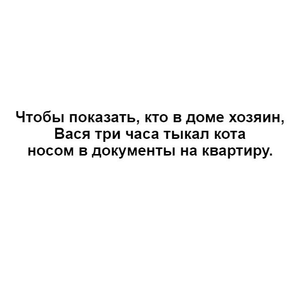 ЧТОбЫ ПОКЗЗЗТЬ КТО В доме ХОЗЯИН Вася три часа ТЫКЗЛ кота НОСОМ В ДОКУМЕНТЫ на КВЗРТИРУ