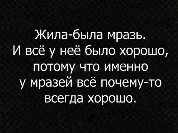 Жила была мразь И всё у неё было хорошо потому что именно у мразей всё почему то всегда хорошо