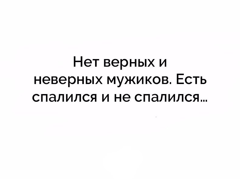 Нет верных и неверных мужиков Есть спалился и не спалился