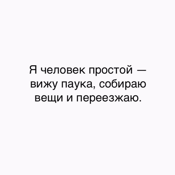 Я человек простой вижу паука собираю вещи и переезжаю