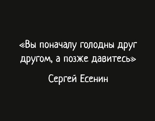 Вы поначалу голодны друг другом а позже давитесь Сергей Есенин