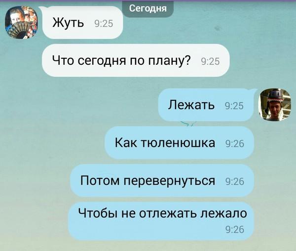 Жуть Что сегодня по плану Лежать 925 Как ТЮЛЕНЮШКа 9 Потом перевернуться 926 ЧТОбЫ не отпежать лежало 926