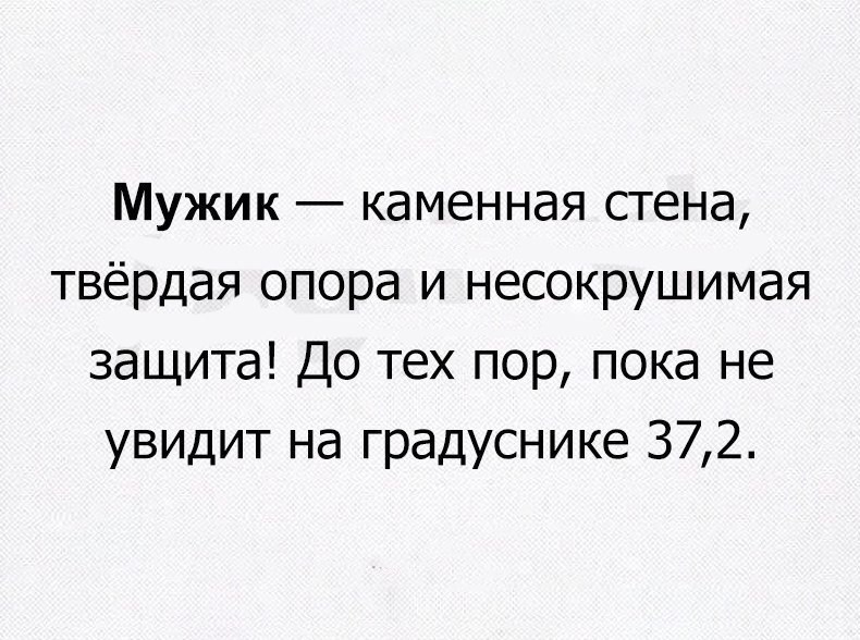 Мужик каменная стена твёрдая опора и несокрушимая защита До тех пор пока не увидит на градуснике 372