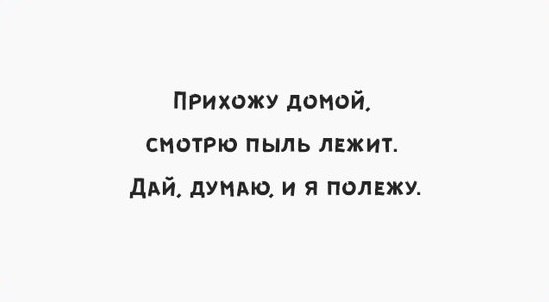 Прихожу домой смотрю пыль лвжит дАй димо и я полежу