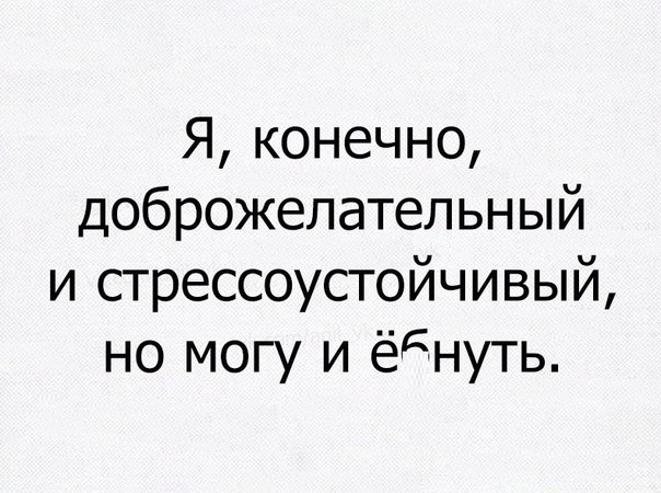 Я конечно доброжелательный и стрессоустойчивый но могу и ёднуть