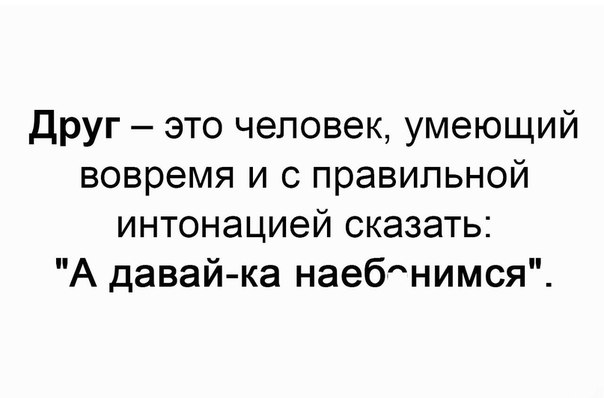друг это человек умеющий вовремя и с правильной интонацией сказать А давай ка наебнимся