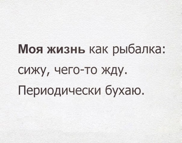 Моя жизнь как рыбалка сижу чего то жду Периодически бухаю