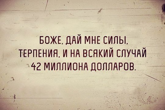 БОЖЕ ДАЙ МНЕ СИЛЫ ТЕРПЕНИЯ И НА ВСНКИЙ СЛУЧАЙ тг МИППИОНА ДОЛЛАРОВ