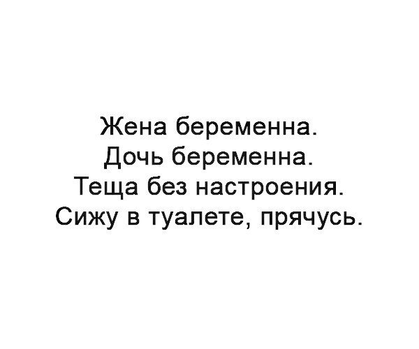 Жена беременна Дочь беременна Теща без настроения Сижу в туалете прячусь