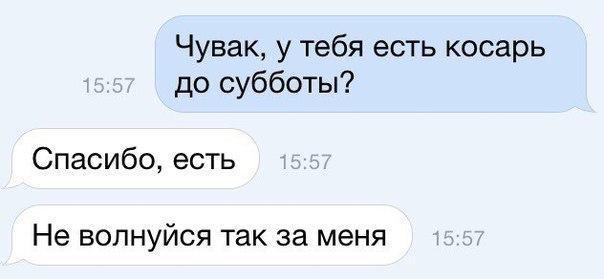 Чувак у тебя есть косарь до субботы Спасибо есть Не волнуйся так за меня