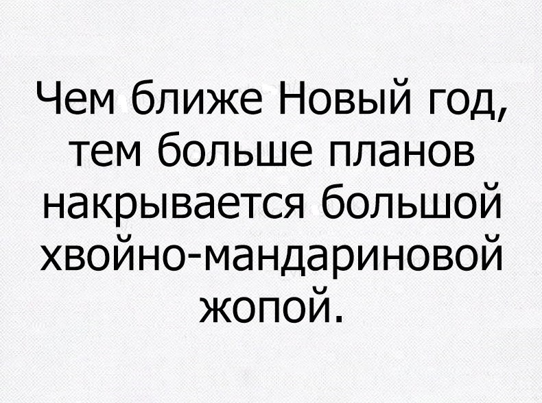 Чем ближе Новый год тем больше планов накрывается большой хвойно мандариновой жопой