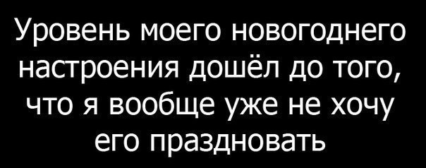 Уровень моего новогоднего настроения дошёл до того что я вообще уже не хочу его праздновать