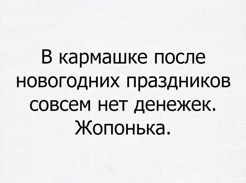 В кармашке после новогодних праздников совсем нет денежек Жопонька