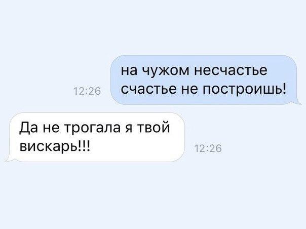 на чужом НЭСЧЭСТЬЭ СЧЭСТЬЭ не ПОСТРОИШЬ Да не трогала я твой вискарь