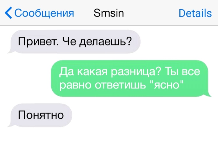 Сообщения Зтзіп Ветаііз Привет Че делаешь Да какая разница Ты все равно ответишь ясно Понятно
