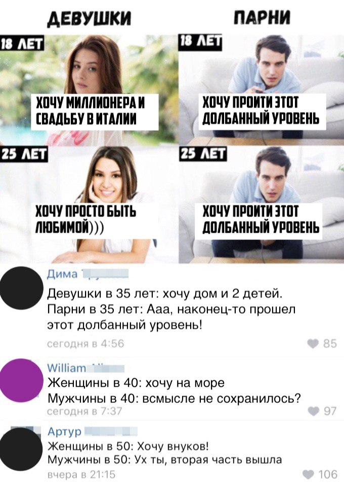 ДЕВУШКИ ПАРНИ и хачу ИМЕНЕМ хачу ПРП ТПП ПЛДЪБУПИТАЛИИ ЛПЛБЛННЫИУРППЕНЪ іі __ ХШ РПД БЫ ХШ ПРП ЗПП люпин дпдынныи УРППЕНЪ _ Дима _ Девушки в 35 лет хочу дом и 2 детей Парни в 35 лет Ааа наконец то прошел этот долбанный уровень АіНіат Женщины в 40 хочу на море Мужчины в 40 всмысле не сохранилось Артур Женщины в 50 Хочу внуков Мужчины в 50 Ух ты вторая часть вышла
