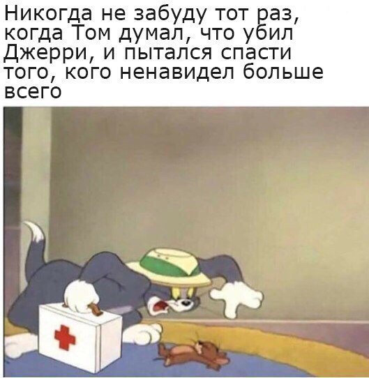 Никогда не забуду тот аз когда Том думал что у ил Джерри и пытался спасти того го ненавидел больше всего