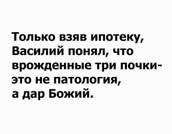 Только взяв ипотеку Василий понял что врожденные три ПОЧКИ это не патология а дар Божий