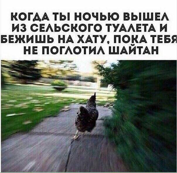 КОГАА ТЫ НОЧЬЮ ВЫШЕА ИЗ СЕАЬСКОГО ТУААЕТА И БЕЖИШЬ НА ХАТУ ПОКА ТЕБЯ НЕ ПОГАОТИА ШАЙТАН