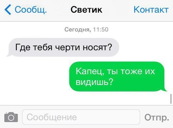 Сообщ Светик Контакт Сегодня 1150 Где тебя черти носят Капец ТЫ ТОЖЕ ИХ видишь Отпр
