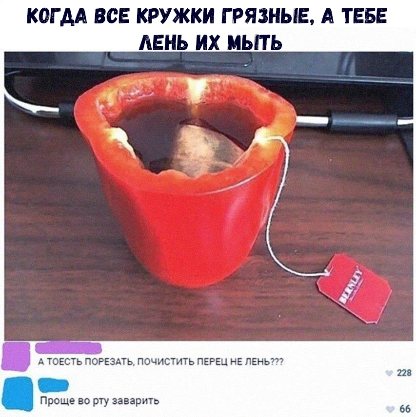 КОГ АА ВСЕ КРУЖКИ Г РЯЗНЫЕ А ТЕБЕ АЕНЬ ИХ МЫТЬ А ТОЕСТЬ ПОРЕЗАТЬ ПОЧИСТИТЬ ПЕРЕЦ НЕ ЛЕНЬ Проще во рту заварить