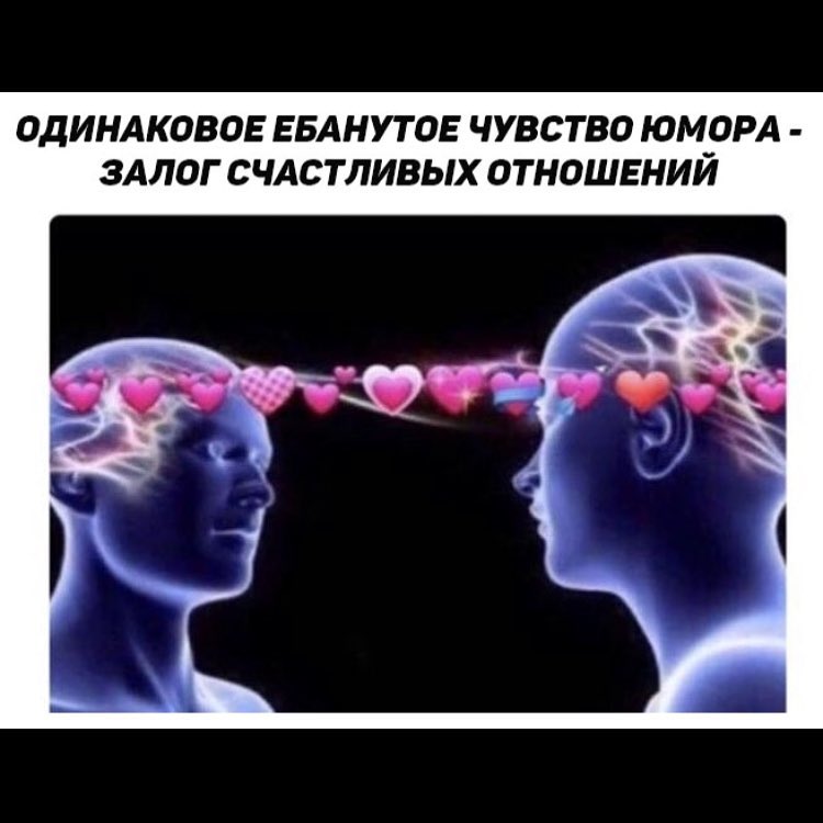 ОДИНАКОВОЕ ЕБАНУТОЕ ЧУВСТВО ЮМОРА ЗАЛОГ СЧАСТЛИВЫХ ОТНОШЕНИЙ