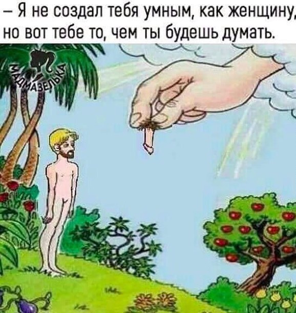 Я не создал тебя умным как женщину но вот тебе то чем ты будешь думать