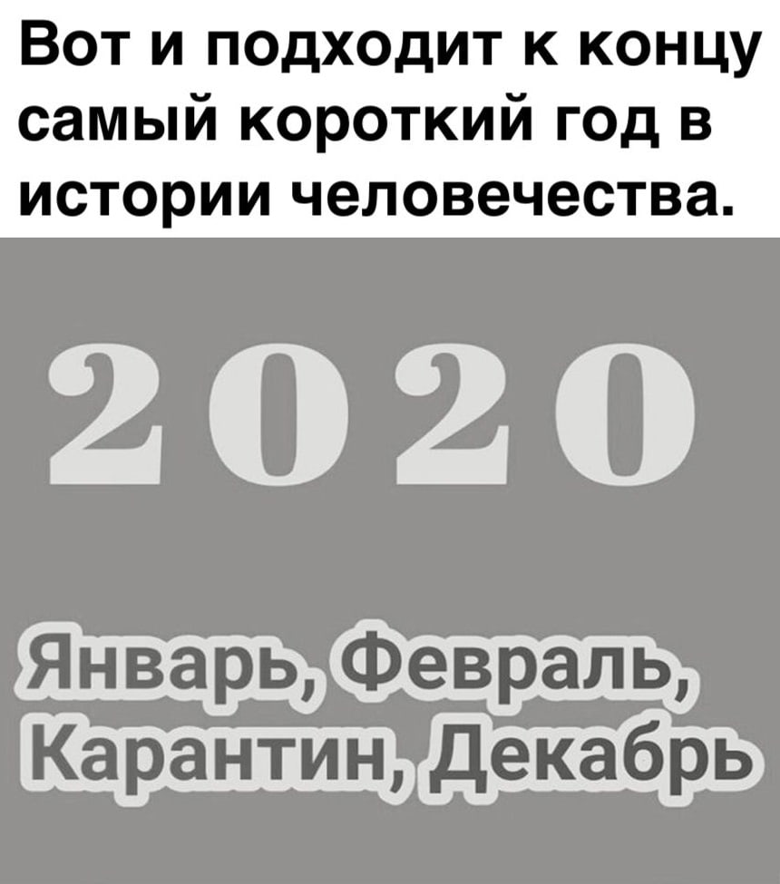 ВОТ И ПОДХОДИТ К КОНЦУ самый короткий год в истории человечества 2020