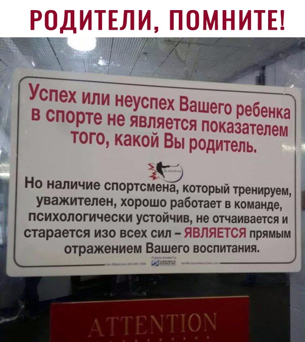 успех Вашего ребенка в спорте не является показателем того какои Вы родитель ЁЁ Но наличие спортсмена который тренируем уважителен хорошо работает в команде психологически устойчив не отчаивается и старается изо всех сил ЯВЛЯЕТСЯ прямым 1 отражением Вашего воспитания ддда