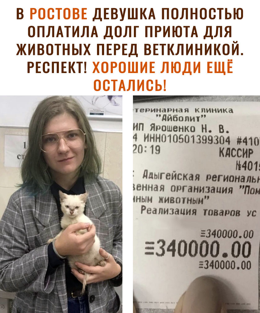 В ДЕВУШКА ПОЛНОСТЬЮ ОПЛАТИЛА ДОЛГ ПРИЮТА ДЛЯ_ ЖИВОТНЫХ ПЕРЕД ВЕТКЛИНИКОИ РЕСПЕКТ пи читПм гдіж тврииарна и К циника Айболит ип Ярошенко Н В 4 ИНН010501399304 410 2019 КЛССИР 40 длыгейская регионалы зенная организациячпш іным животным Реализация товаров ус 534000000 5340000 00 534000000