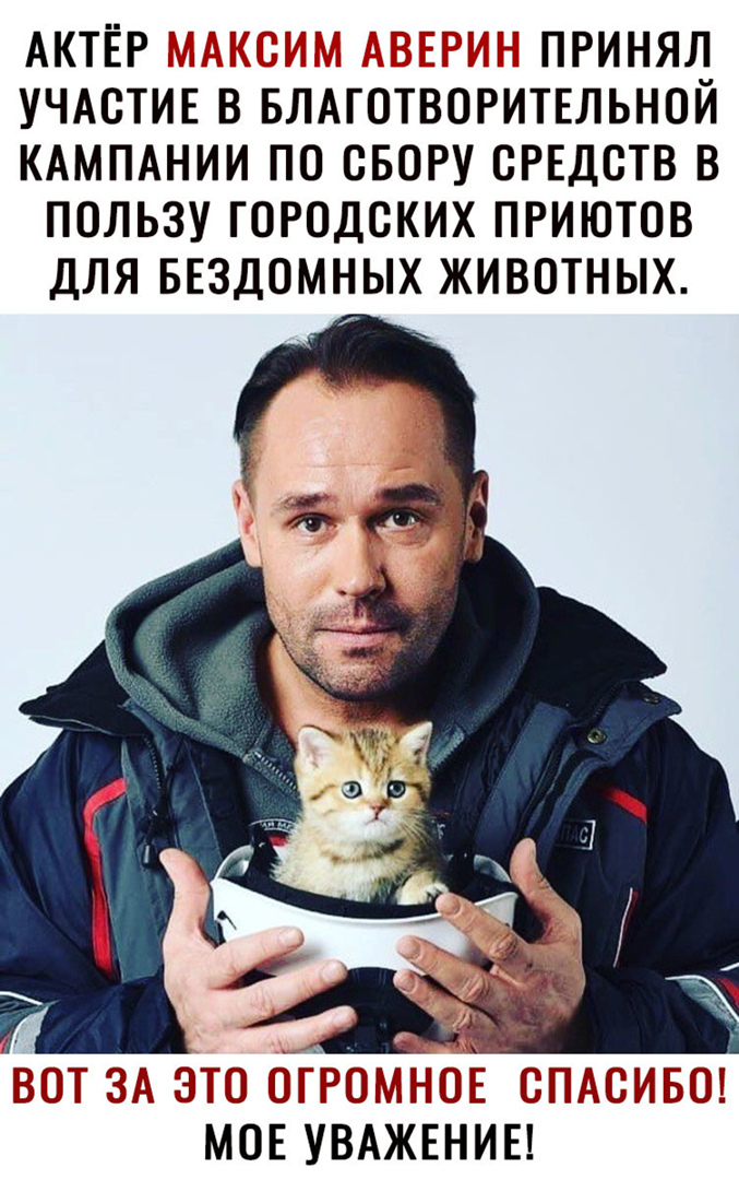 АКТЁР ПРИНЯЛ УЧАСТИЕ В БЛАГОТВОРИТЕЛЬНОЙ КАМПАНИИ ПО ОБОРУ СРЕДСТВ В ПОЛЬЗУ ГОРОДОКИХ ПРИЮТОВ ДЛЯ БЕЗДОМНЫХ ЖИВОТНЫХ мов УВАЖЕНИЕ