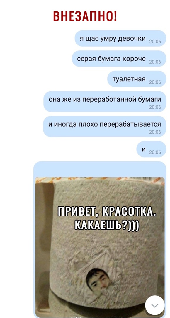 ВНЕЗАПНО я щас умру девочки шоб серая бумага короче 2006 туалетная шоб она же из переработанной бумаги 2006 И иногда ПЛОХО перерабатывается 2006 И 2006