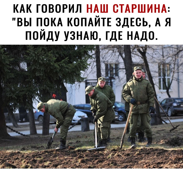 КАК ГОВОРИЛ НАШ СТАРШИНА ВЫ ПОКА КОПАИТЕ ЗДЕСЬ А Я