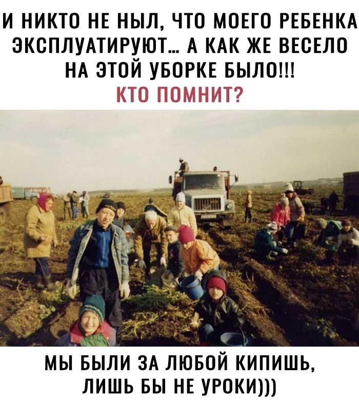 И НИКТО НЕ НЫЛ ЧТО МОЕГО РЕБЕНКА ЭКОПЛУАТИРУЮТ А КАК ЖЕ ВЕОЕЛО НА ЭТОЙ УБОРКЕ БЫЛО МЫБЫЛИ ЗА ЛЮБОИ КИПИШЬ ЛИШЬ БЫ НЕ УРОКИ