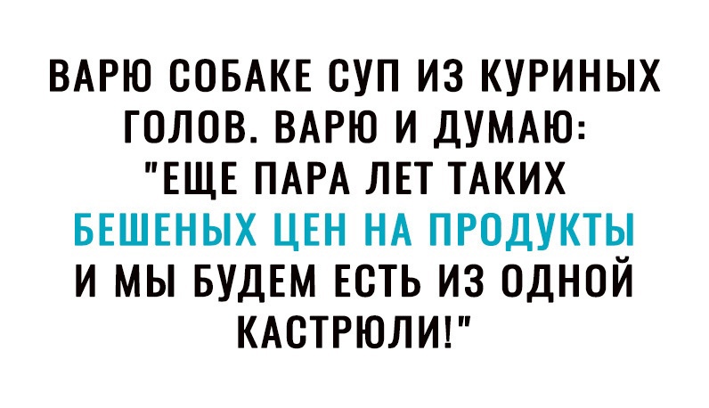 ВАРЮ СОБАКЕ СУП ИЗ КУРИНЫХ ГОЛОВ ВАРЮ И ДУМАЮ ЕЩЕ ПАРА ЛЕТ ТАКИХ БЕШЕНЫХ ЦЕН НА ПРОДУКТЫ И МЫ БУДЕМ ЕСТЬ ИЗ ОДНОЙ КАСТРЮЛИ