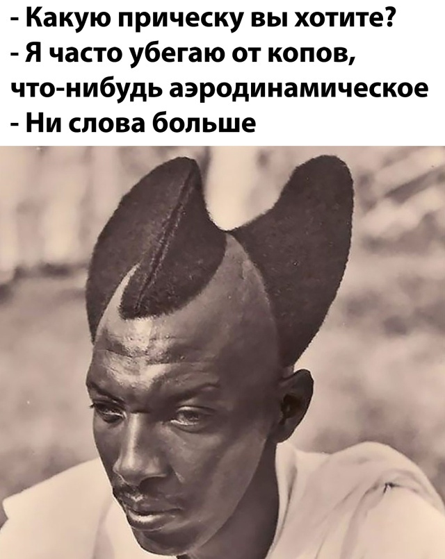 Какую прическу вы хотите Я часто убегаю от копов что нибудь аэродинамическое Ни слова больше