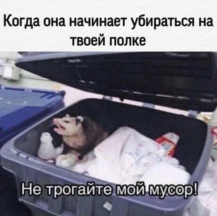 Когда она начинает убираться на твоей полке Не трогайтемой_мусор А