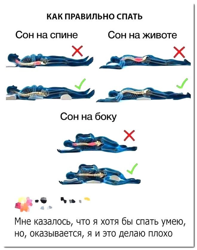 КАК ПРАВИЛЬНО СПАТЬ Сон на спине СОН на животе Сон на боку З ч Мне казалось что я хотя бы спать умею но оказывается я и это делаю плохо