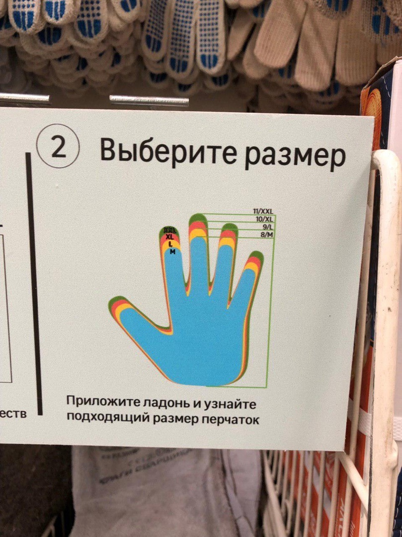 Выберите размер птн Приложите ладонь и узнайте еств подходящий размер перчаток