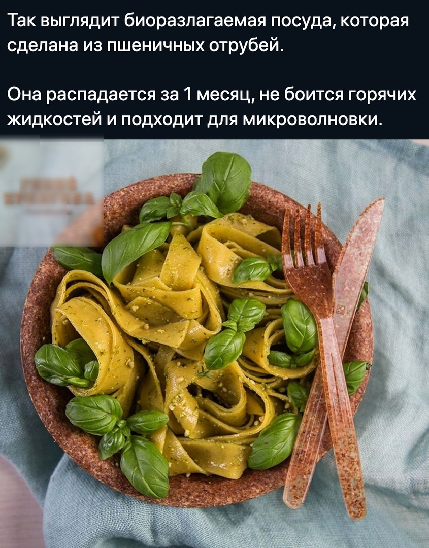 Так выглядит биоразлагаемая посуда которая сделана из пшеничных отрубей Она распадается за 1 месяц не боится горячих жидкостей и подходит для микроволновки