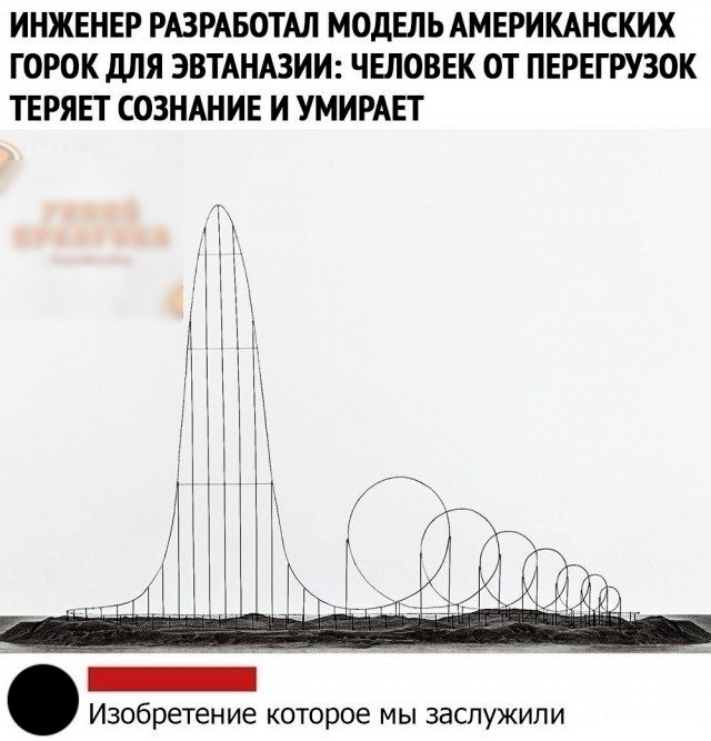 ИНЖЕНЕР РАЗРАБОТАЛ МОДЕЛЬ АМЕРИКАНСКИХ ГОРОК дЛЯ ЭВТАНАЗИИ ЧЕЛОВЕК ОТ ПЕРЕГРУЗОК ТЕРЯЕТ СОЗНАНИЕ И УМИРАЕТ Изобретение которое мы заслужили